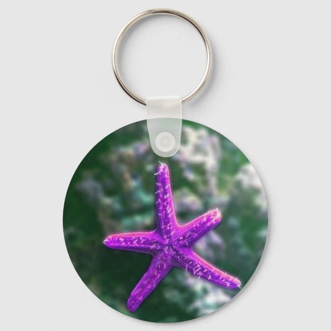 One Purple Starfish Rocky Beach Key Ring (Front)