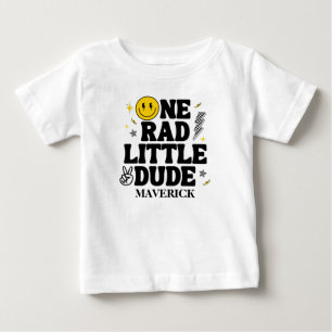 One Rad Little Dude Boy's Retro 1st Birthday  Baby T-Shirt