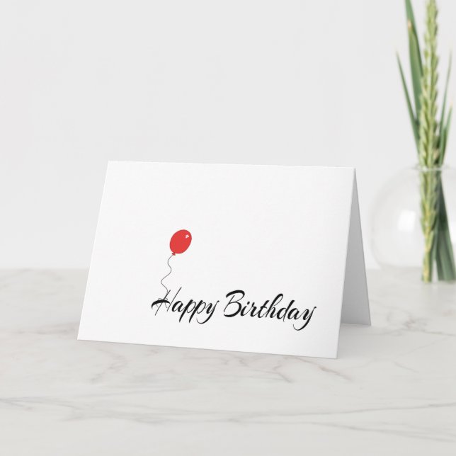 One Red Balloon Happy Birthday Card (Front)