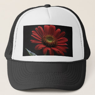 One Red Daisy On Black Left Side, Trucker Hat