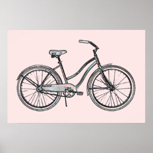 One Retro Bike Pink Poster