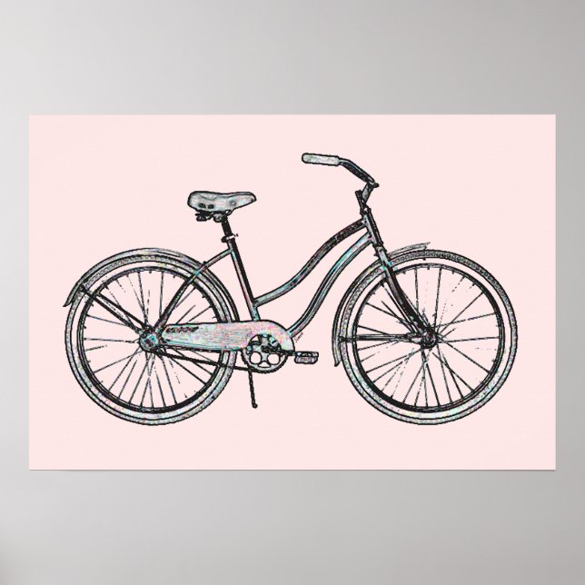One Retro Bike Pink Poster (Front)