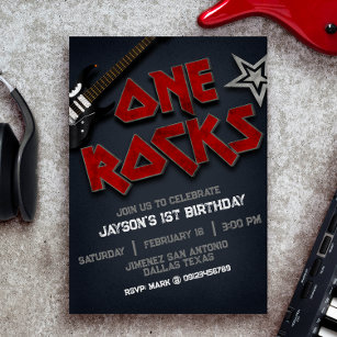 One Rocks - 1st Birthday  Invitation