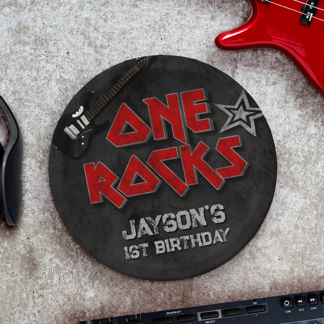 One Rocks - Boy 1st Birthday Paper Plate (Creator Uploaded)