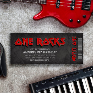 One Rocks - Boy 1st Birthday Ticket Invitation