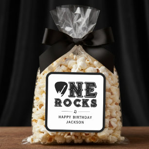 One Rocks Guitar Pick 1st Birthday Party Square Sticker