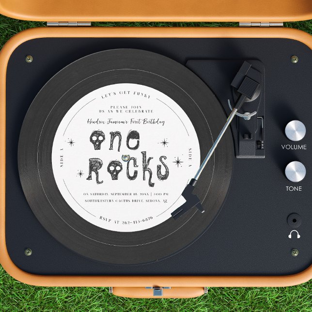 One Rocks | Retro Rock'n'roll Vinyl Record Invitation (Creator Uploaded)