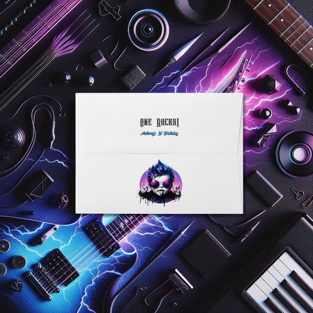 "One Rocks!" Rock On Baby Birthday Party Envelope (One Rocks!" Rock On Baby Birthday Party Envelope)