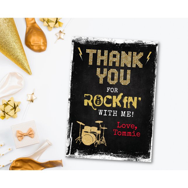 One Rocks Rockstar Birthday Thank You Card (Creator Uploaded)
