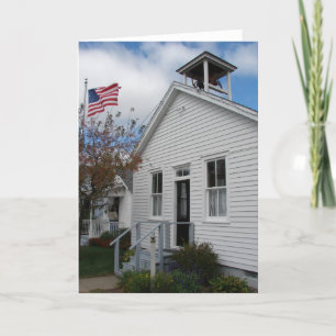 One Room School and American Flag Card