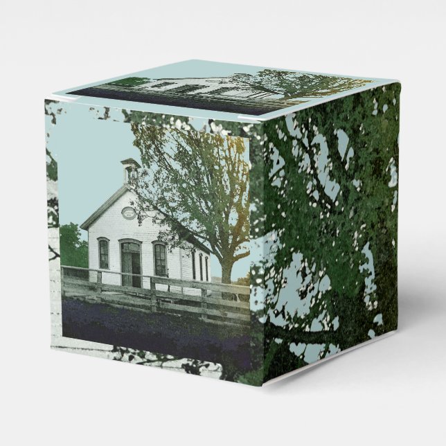 ONE ROOM SCHOOL SCHOOLHOUSE WATERCOLOR TEACHER FAVOUR BOX (Front Side)