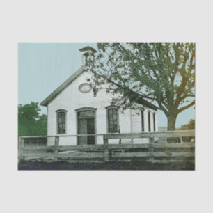 ONE ROOM SCHOOL SCHOOLHOUSE WATERCOLOR TEACHER TISSUE PAPER