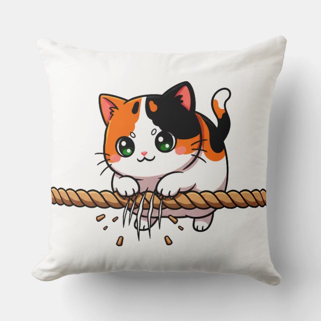 One rope. One cat. Zero regrets. Cushion (Front)
