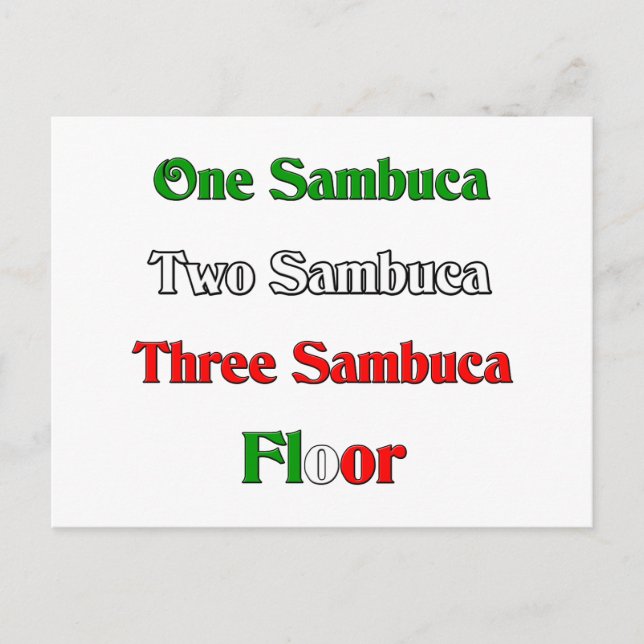 One Sambuca Postcard (Front)