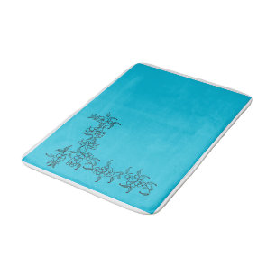 One-Side Border Design Bathmat in blue
