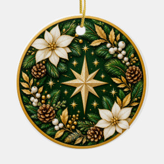 One Side Elegant Gold White Christmas Ornament