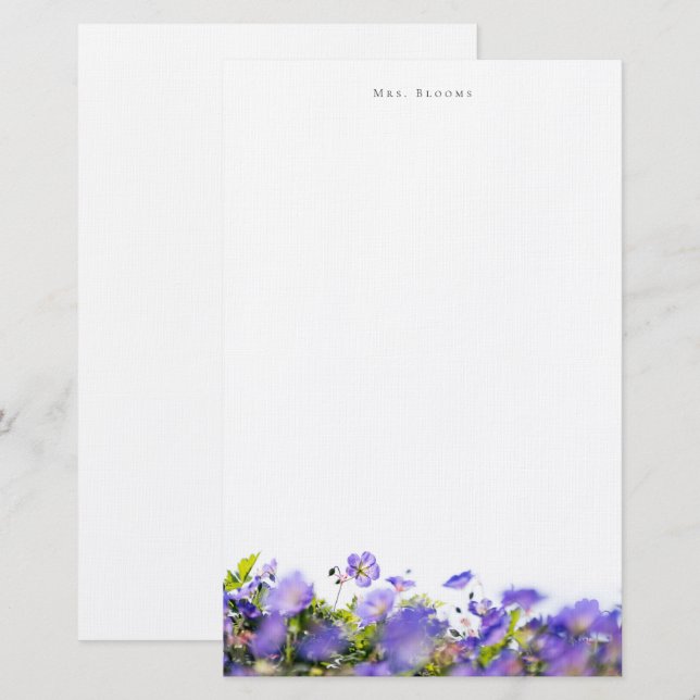 (One sided) Elegant floral Personalized Stationery (Front/Back)