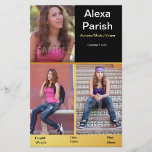 One-sided Headshot Comp Card Model/Actor Template