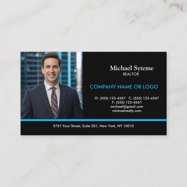 One Sided Realtors Photo Business Card (Front)