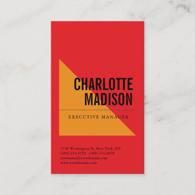 One Sided Retro Red Fancy Trendy Minimalist Plain Business Card (Front)