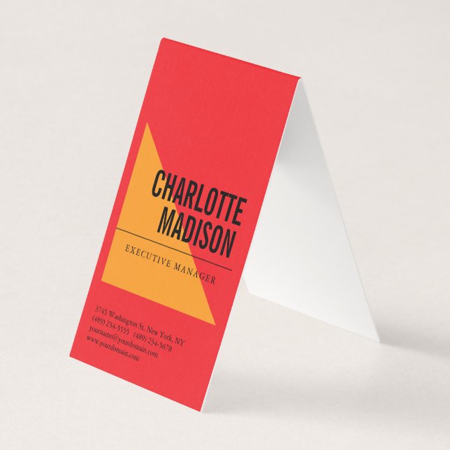 One Sided Retro Red Fancy Trendy Minimalist Plain Business Card (Front)