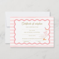 One Silly Goose 1st Birthday Adoption Certificate