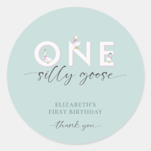 One Silly Goose 1st Birthday Cute Classic Round Sticker