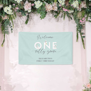 One Silly Goose 1st Birthday Cute Welcome Simple Banner