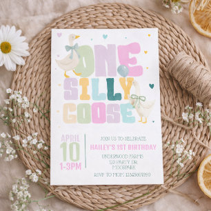 One Silly Goose 1st Birthday Invitation – Pastel