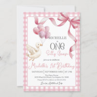 One Silly Goose 1st Birthday Invitation - Pink