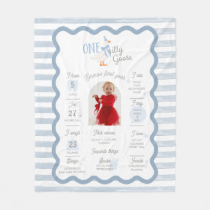 One Silly Goose 1st Birthday Milestone Sign Fleece Blanket