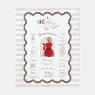 One Silly Goose 1st Birthday Milestone Sign Fleece Blanket