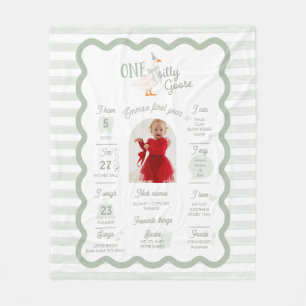 One Silly Goose 1st Birthday Milestone Sign Fleece Blanket