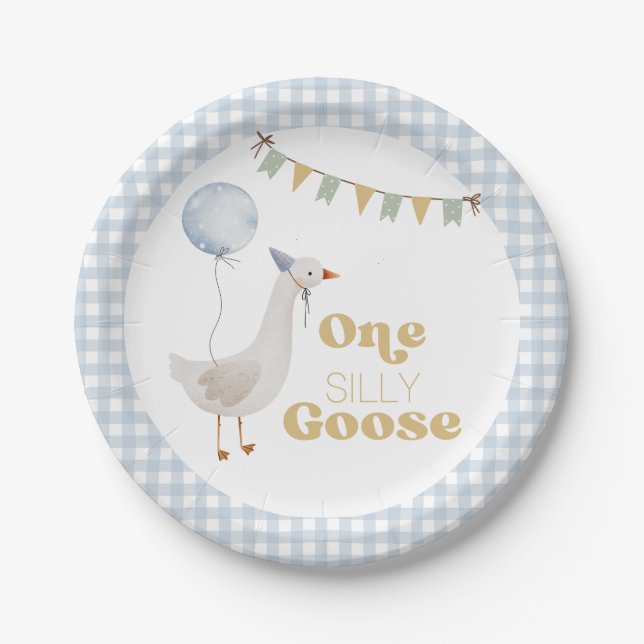 One Silly Goose 1st Birthday  Paper Plate (Front)