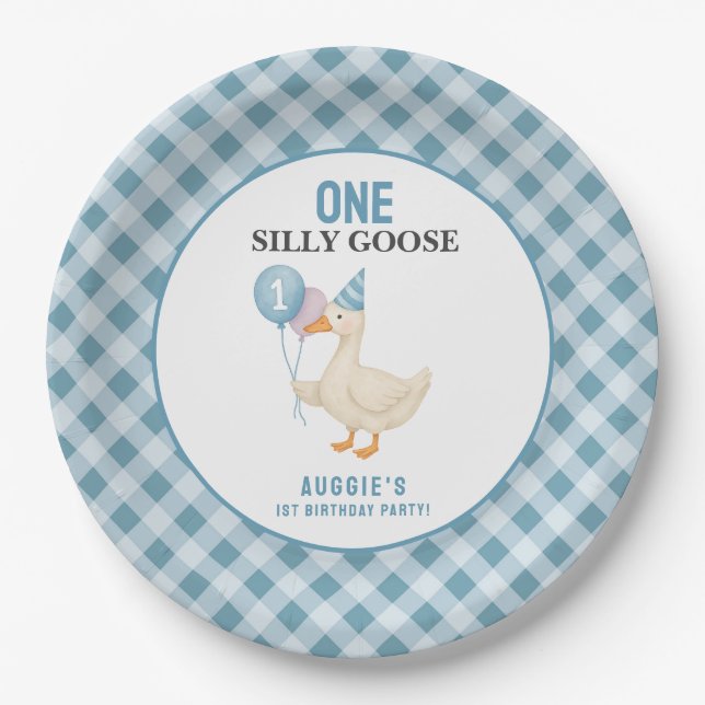 One Silly Goose 1st Birthday Paper Plate (Front)
