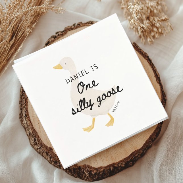 One Silly Goose 1st Birthday Party Favour Napkin (Creator Uploaded)