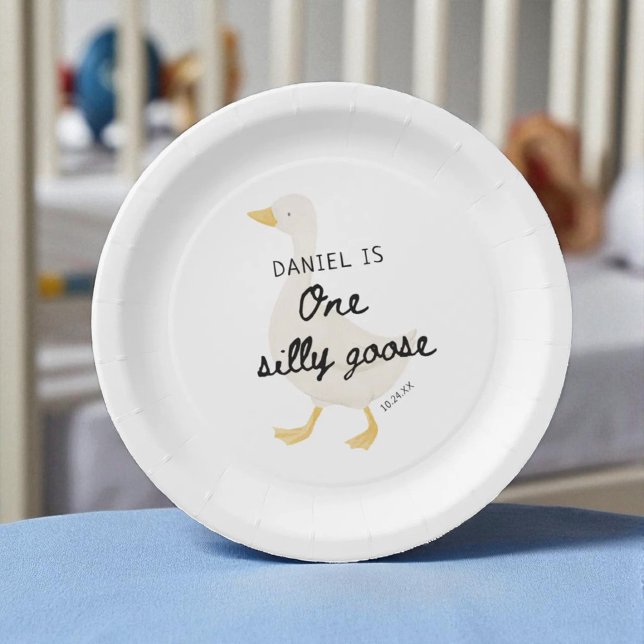 One Silly Goose 1st Birthday Party Favour Paper Plate (Creator Uploaded)