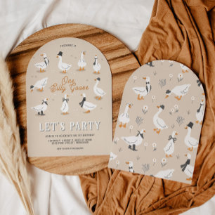 One Silly Goose   1st Birthday Party Invitation