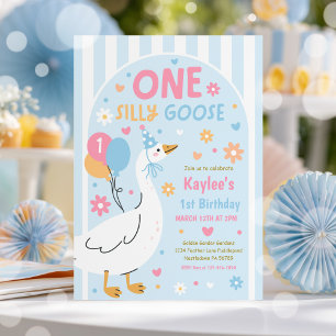 One Silly Goose 1st Birthday Party Spring Birthday Invitation