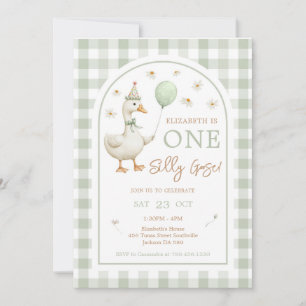 One Silly Goose 1st First Birthday Party Invitation