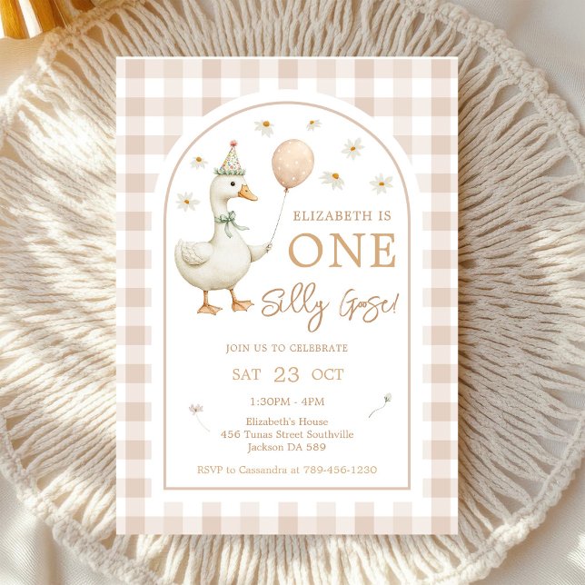 One Silly Goose 1st First Birthday Party Invitation (Creator Uploaded)
