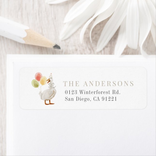 One Silly Goose Beige Return Address Label (Insitu)