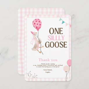 One Silly Goose Birthday, 1st Birthday Girl Pink Thank You Card