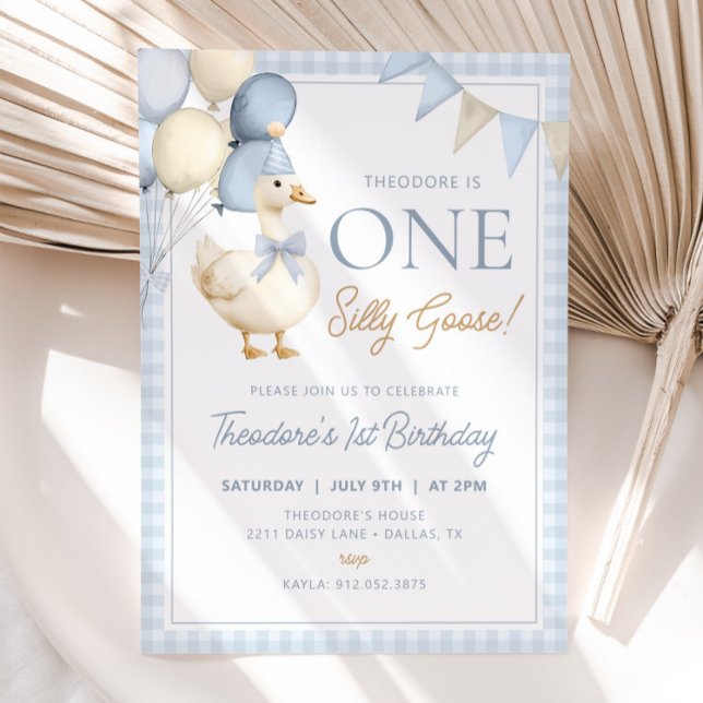 ONE SILLY GOOSE Birthday First Birthday Invitation (Creator Uploaded)