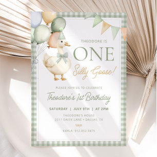 ONE SILLY GOOSE Birthday First Birthday Invitation