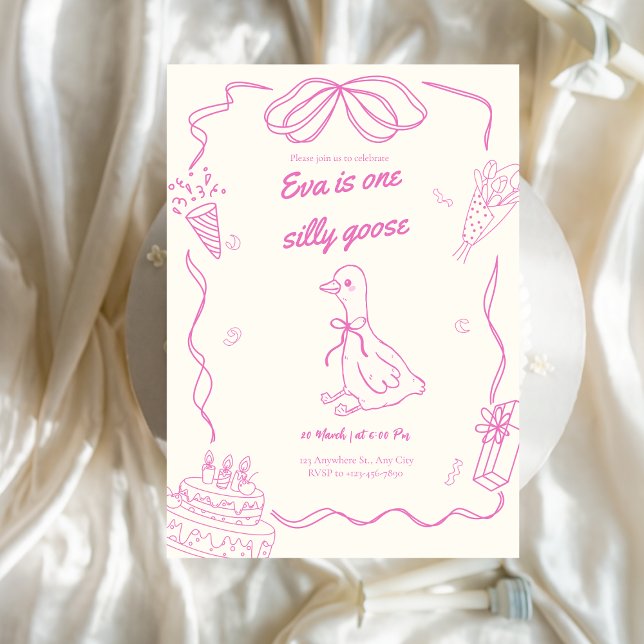 One Silly Goose Birthday Girl Invitation (Creator Uploaded)