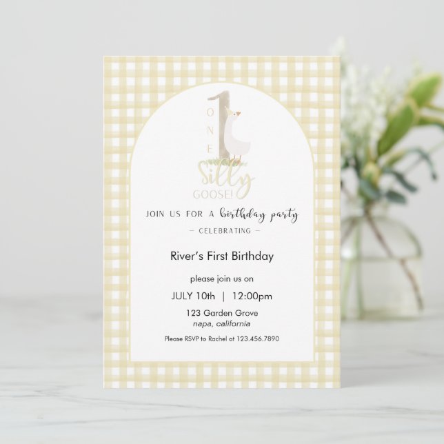 One Silly Goose Birthday Invitation (Standing Front)