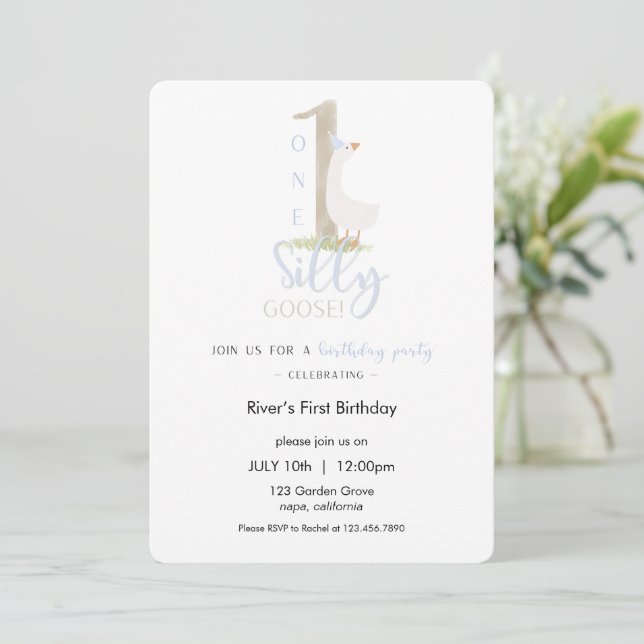 One Silly Goose Birthday Invitation  (Standing Front)