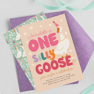 One Silly Goose Birthday Invite, Silly Goose 1st  Invitation