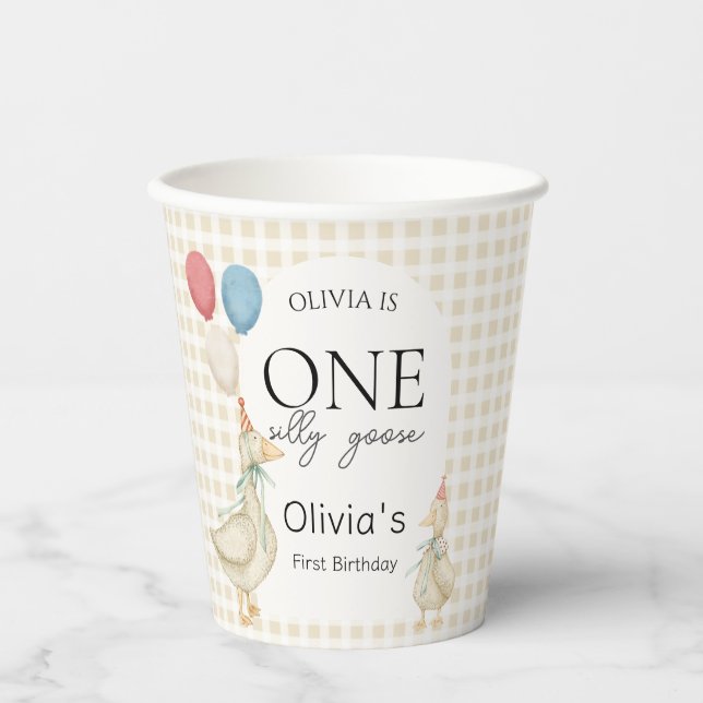One Silly Goose Birthday  Paper Cups (Front)